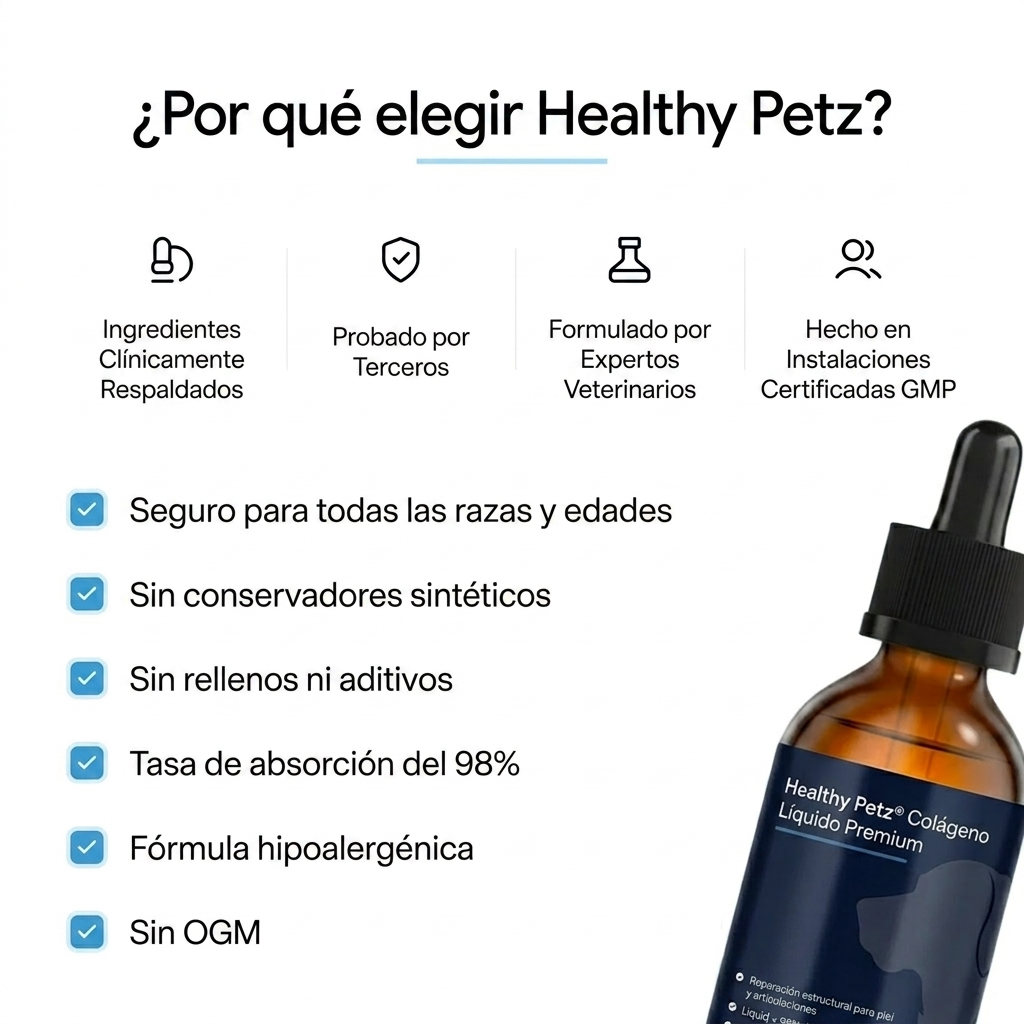 Colágeno líquido Healthy Petz Premium ⏤ Piel sana sin comezón en 30 Días