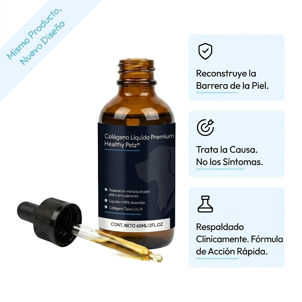 Colágeno líquido Healthy Petz Premium ⏤ Piel sana sin comezón en 30 Días
